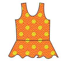 Load image into Gallery viewer, Smiley Checks Swim Peplum Swim Top