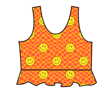 Load image into Gallery viewer, Smiley Checks Swim Peplum Swim Top
