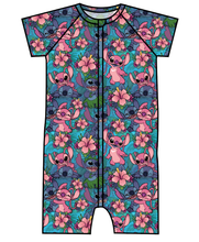 Load image into Gallery viewer, Floral Alien Swim One Piece Rashguard Suit