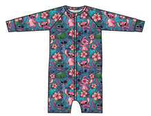 Load image into Gallery viewer, Floral Alien Swim One Piece Rashguard Suit