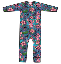 Load image into Gallery viewer, Floral Alien Swim One Piece Rashguard Suit