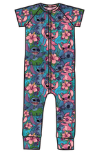 Load image into Gallery viewer, Floral Alien Swim One Piece Rashguard Suit