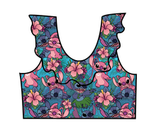Load image into Gallery viewer, Floral Alien Swim Ruffle Neck Swim Top