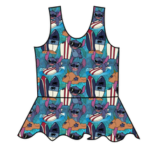 Load image into Gallery viewer, Surfing Alien Swim Peplum Swim Top