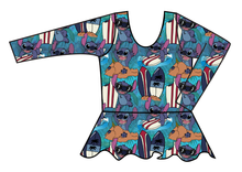Load image into Gallery viewer, Surfing Alien Swim Peplum Swim Top
