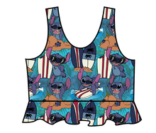 Load image into Gallery viewer, Surfing Alien Swim Peplum Swim Top