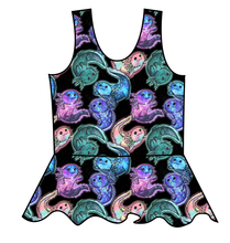 Load image into Gallery viewer, Galaxy Axolotl Swim Peplum Swim Top