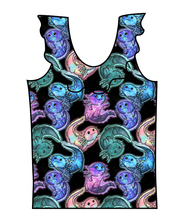 Load image into Gallery viewer, Galaxy Axolotl Swim Ruffle Neck Swim Top