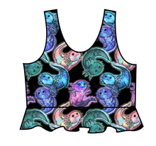 Load image into Gallery viewer, Galaxy Axolotl Swim Peplum Swim Top