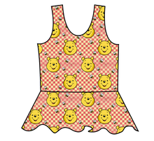 Load image into Gallery viewer, Hunny Bear Check Swim Peplum Swim Top