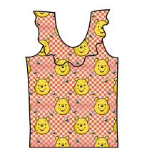 Load image into Gallery viewer, Hunny Bear Check Swim Ruffle Neck Swim Top