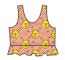 Load image into Gallery viewer, Hunny Bear Check Swim Peplum Swim Top