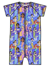 Load image into Gallery viewer, Royal Mermaids Swim One Piece Rashguard Suit