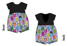 Load image into Gallery viewer, Rainbow Pops Low Back Romper and Bubble Romper