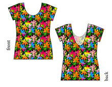 Load image into Gallery viewer, Electric Floral Ladies' Low Back Ballerina Tee