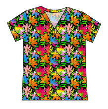 Load image into Gallery viewer, Electric Floral Ladies' Slouchy V-Neck Tee