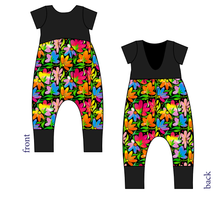 Load image into Gallery viewer, Electric Floral Low Back Romper and Bubble Romper