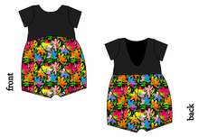 Load image into Gallery viewer, Electric Floral Low Back Romper and Bubble Romper