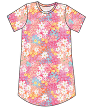 Load image into Gallery viewer, Sunset Floral Ladies' T-Shirt Dress