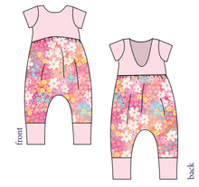 Load image into Gallery viewer, Sunset Floral Low Back Romper and Bubble Romper