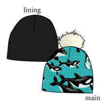 Load image into Gallery viewer, Orca Party Slouchy Beanie (Reversible!)
