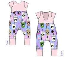 Load image into Gallery viewer, Famous Frappes Low Back Romper and Bubble Romper