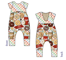 Load image into Gallery viewer, Canadian Coffee Low Back Romper and Bubble Romper