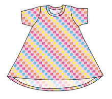 Load image into Gallery viewer, Cupcake Scribble Checks Basic T-Shirt Dress