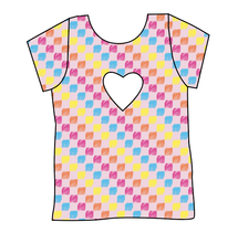 Load image into Gallery viewer, Cupcake Scribble Checks Cambria Heart Back Tee