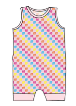 Load image into Gallery viewer, Cupcake Scribble Checks Emmett Pants And Shorts T-Shirt Romper