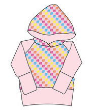 Load image into Gallery viewer, Cupcake Scribble Checks Grow With Me Hoodie (or Crewneck)