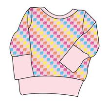 Load image into Gallery viewer, Cupcake Scribble Checks Grow With Me Hoodie (or Crewneck)