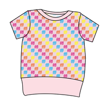 Load image into Gallery viewer, Cupcake Scribble Checks Grow With Me Tee