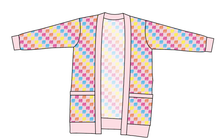 Load image into Gallery viewer, Cupcake Scribble Checks Ladies' Grandpa Cardigan