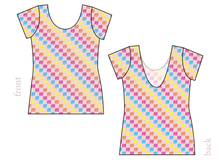 Load image into Gallery viewer, Cupcake Scribble Checks Ladies' Low Back Ballerina Tee