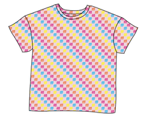 Load image into Gallery viewer, Cupcake Scribble Checks Ladies' Oversized Tee