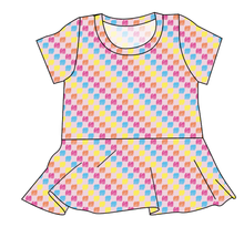 Load image into Gallery viewer, Cupcake Scribble Checks Ladies' Peplum Top