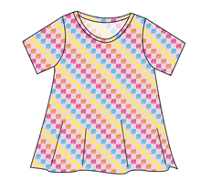Load image into Gallery viewer, Cupcake Scribble Checks Ladies' Swing Tee