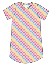 Load image into Gallery viewer, Cupcake Scribble Checks Ladies' T-Shirt Dress