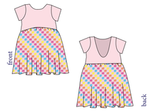 Load image into Gallery viewer, Cupcake Scribble Checks Low Back Dress