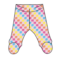 Load image into Gallery viewer, Cupcake Scribble Checks Newborn Footed Pants