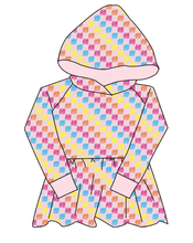 Load image into Gallery viewer, Cupcake Scribble Checks Peplum Hoodie (or Crewneck)