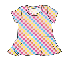 Load image into Gallery viewer, Cupcake Scribble Checks Peplum Top