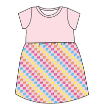Load image into Gallery viewer, Cupcake Scribble Checks Play Dress