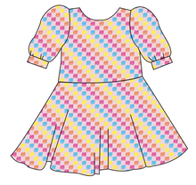 Load image into Gallery viewer, Cupcake Scribble Checks Prairie Dress