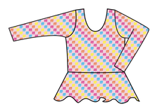 Load image into Gallery viewer, Cupcake Scribble Checks Swim Peplum Swim Top