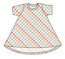 Load image into Gallery viewer, Rad Scribble Checks Basic T-Shirt Dress