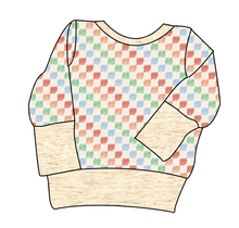 Load image into Gallery viewer, Rad Scribble Checks Grow With Me Hoodie (or Crewneck)