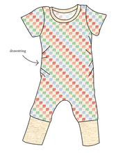 Load image into Gallery viewer, Rad Scribble Checks Grow With Me Pants And Shorts Romper