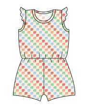 Load image into Gallery viewer, Rad Scribble Checks Ivy Summer Romper